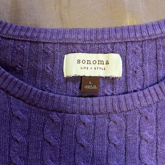 Sonoma Purple Cable Knit Sweater - Picture 4 of 5